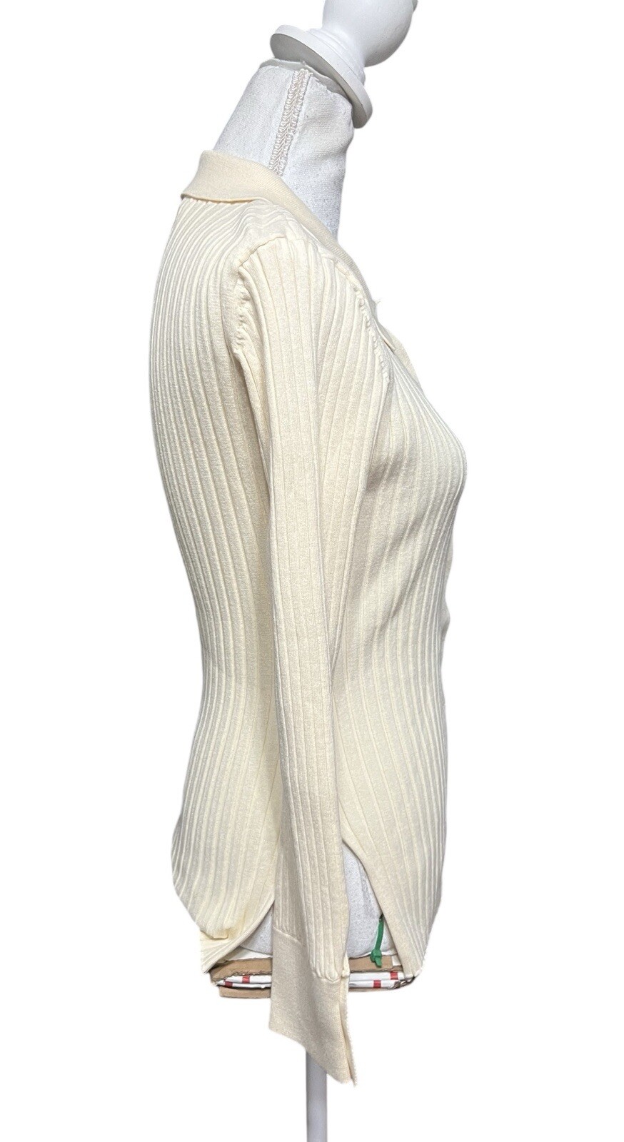 Pixie Market Ivory Ribbed Collared Button Cardiga… - image 2