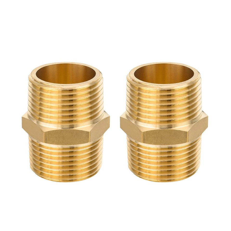 5 PCS EFIELD 1/2" x1/2" Male NPT  Hex Nipple Pipe Adapters ,Brass Fittings - Image 4 of 4