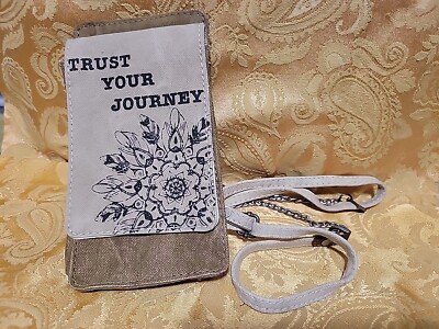 Mona B ''TRUST YOUR JOURNEY'' Upcycled Canvas Phone Crossbody NWT FREE SHIP!