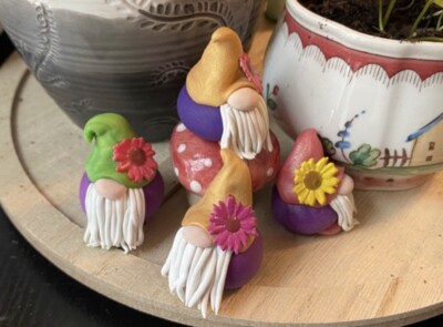 colorful Daisy, Polymer clay gnome, Random colors