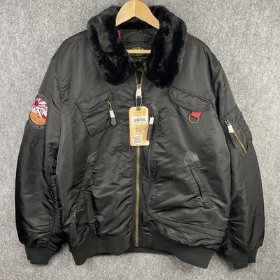 Alpha Industries Bomber Jacket Mens 3XL Black Injector X Flight Fart Pac Eagles