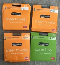 No Nonsense Sheer to Waist off black pantyhose size B Sheer Toe / Medium Tan Lot