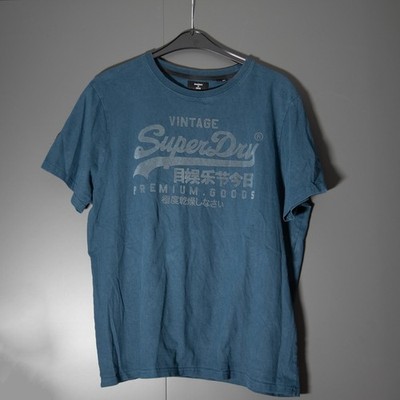 Superdry Vintage T-Shirt Indigoblau Indigo mit Brustprint Gr. XL