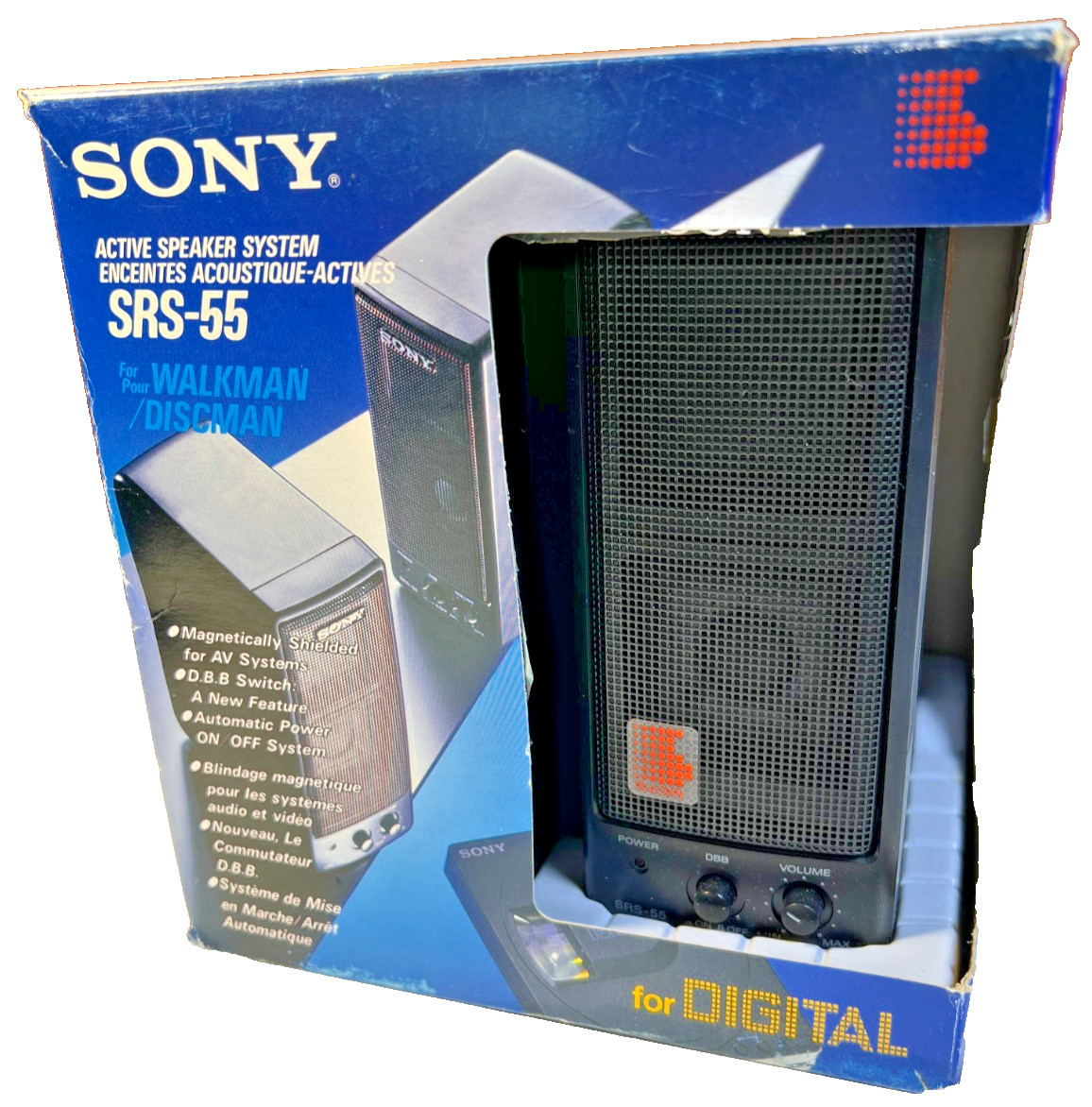 Vintage Sony SRS-55 Active Speaker System Walkman Discman NOS Made In Japan 1991