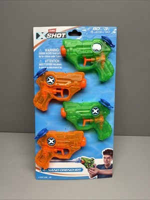 Brand New Zuru Four Pack X Shot Nano Drencher Water Guns