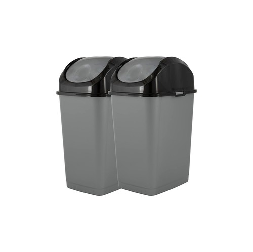 Mini Plastic Trash Can with Swing Top Lid 1.25 Gallon Compact Small Waste Bin...