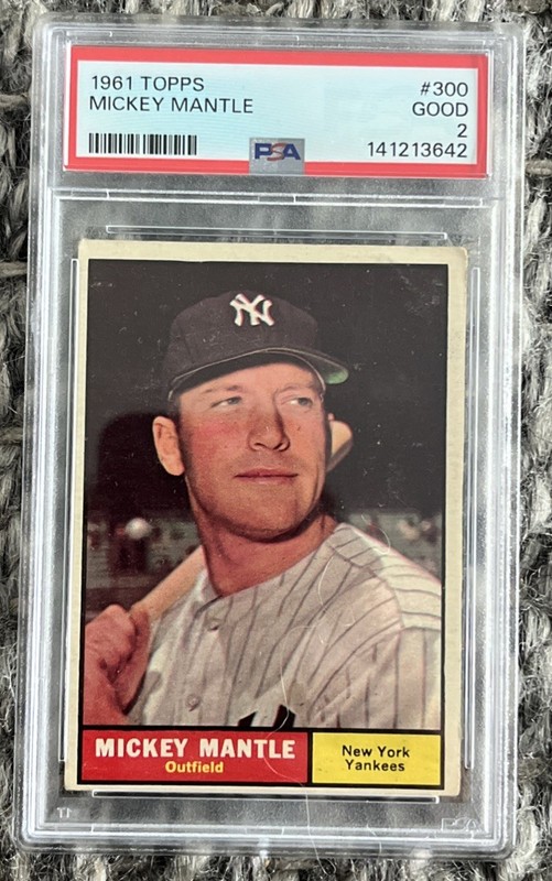 1961 Topps Mickey Mantle #300 New York Yankees PSA 2 Nice centering 