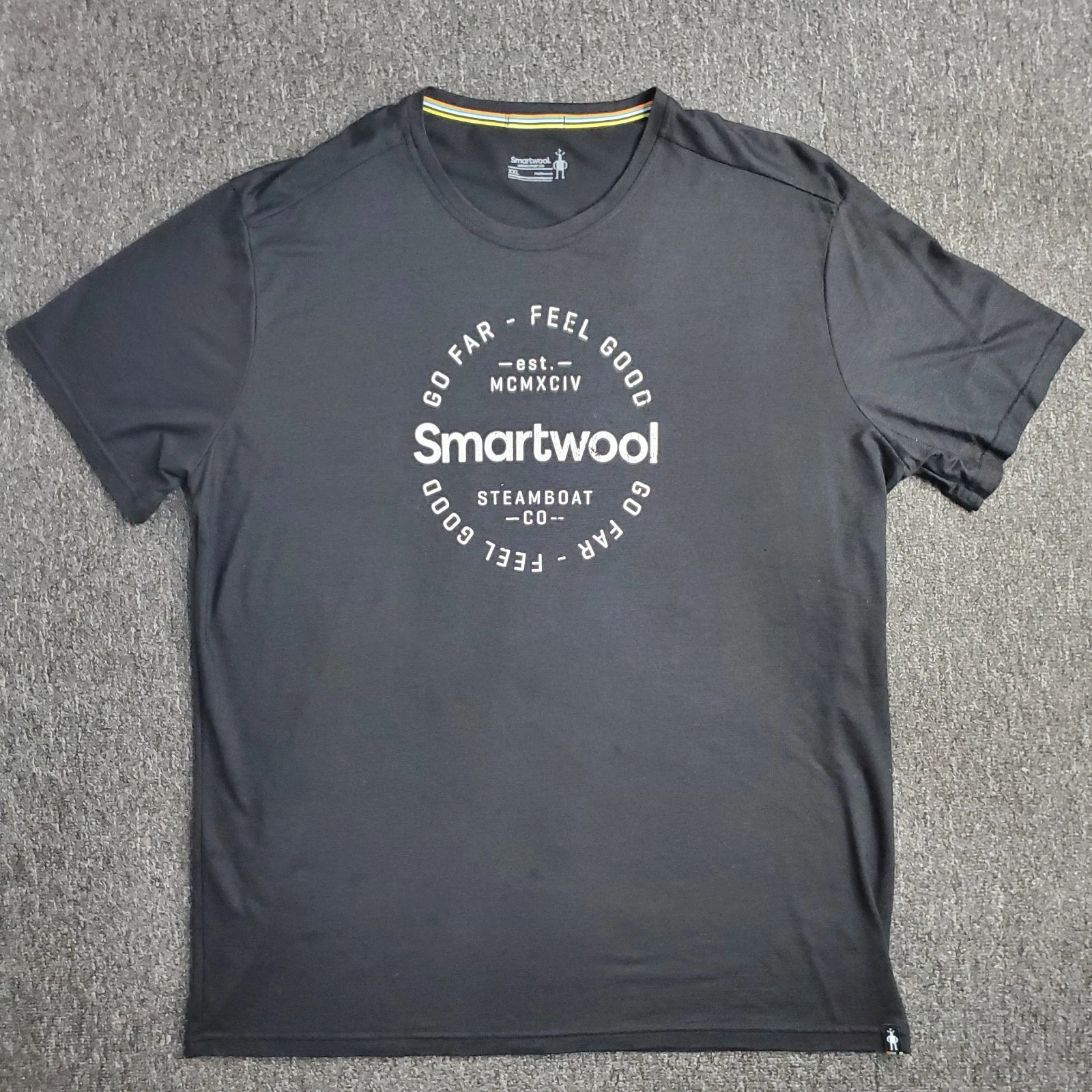 Smartwool Shirt Mens Sz XXL Merino Sport 150 Black Go Far Feel Good Steamboat CO