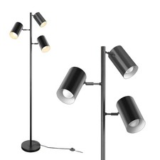 Tree Floor Lamp with 3 Light 9W E26 LED Bulbs,Standing Tall Pole Lamp Black