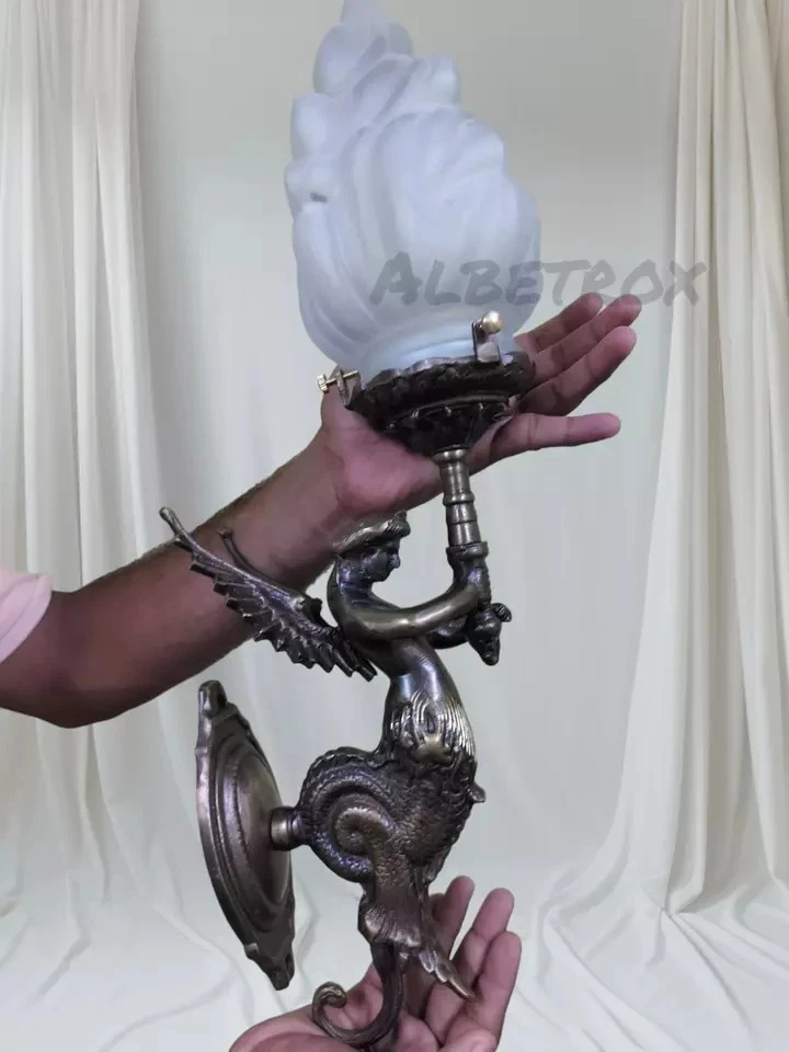 ANTIGUO APLIQUE DE PARED DE LATÓN ART DECO NOUVEAU VINTAGE LÁMPARA LÁMPARA LÁMPARA LUZ Foto 2 de 4