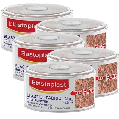 Elastoplast Elastic Fabric Roll Plaster 2.5 cm x 3 m || Pack 5