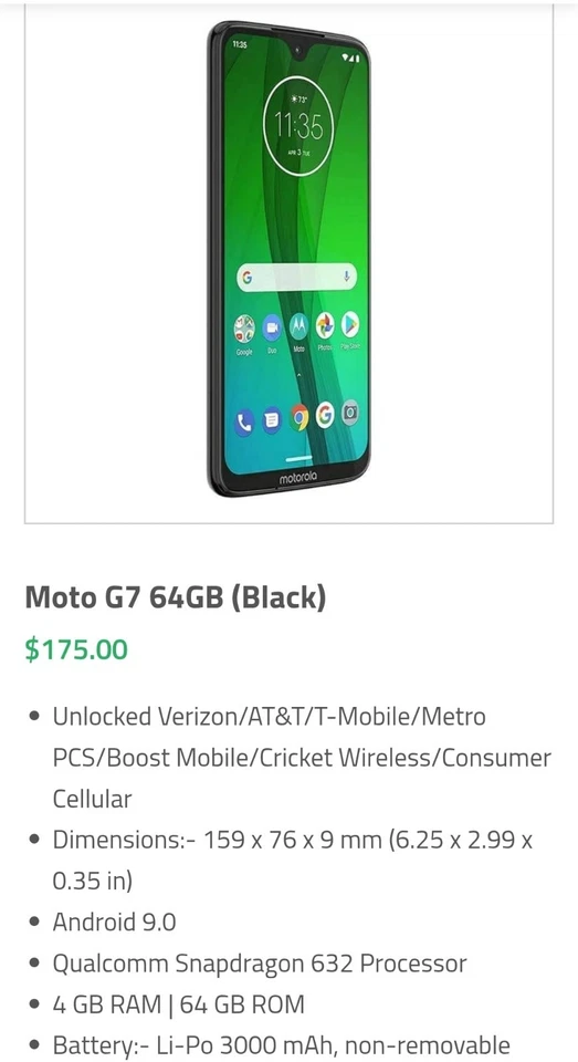 Motorola Moto G7 - 64 GB (GSM-CDMA Unlocked) Verizon/TracFone/Boost/T-Mobile - Image 3 of 4
