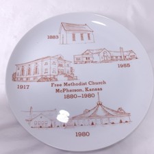 Free Methodist Church McPherson Kansas 1880-1980 Collectors Plate Vintage