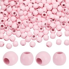 250Pcs 20mm Wood Beads 9mm Large Hole Wood European Rondelle Bead Wooden Pink