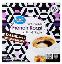 Great Value 100 Arabica French Dark Roast Ground Coffee Pods, 34.9 oz, 100 Coun