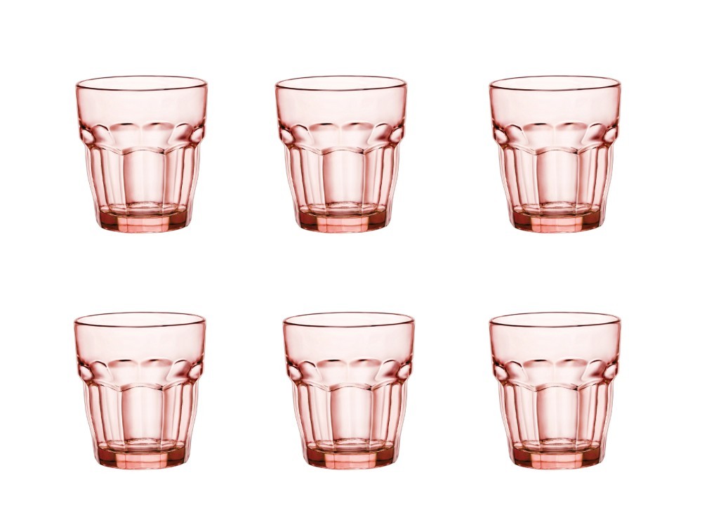 Bormioli Rocco Pack 6 Glasses Rockbar In Glass Cl 27, Pink