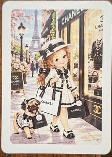 1 SWAP PLAYING CARD CUTE LITTLE GIRL CHANEL FASHION WITH PUG