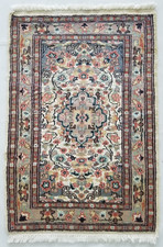 Vintage Hand Made Traditional Rug Oriental Wool Multicolor Carpet 91x62 cm