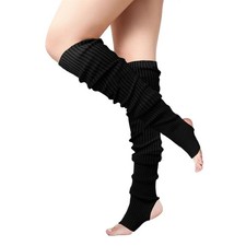 Buauty Leg Warmers 80s Party Ribbed Knit Outfits for Women Girls 70cm, Black