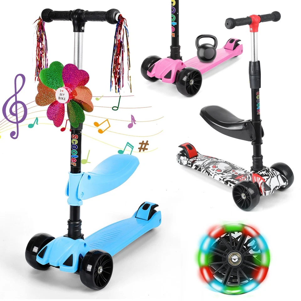 Faltbar Kinderscooter Kinder Roller Dreiradscooter Scooter Cityroller, LED Räder - Bild 2 von 4
