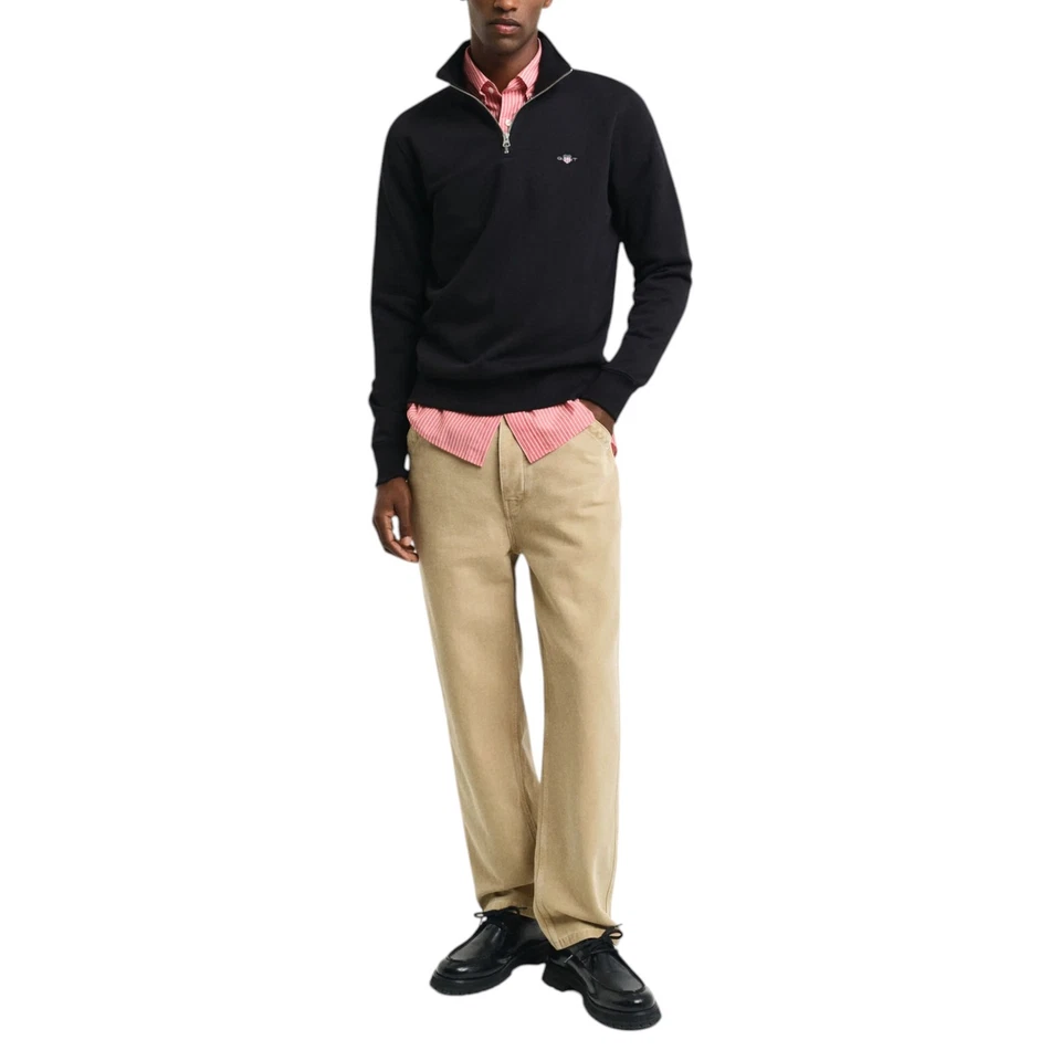 GANT Mens Sweatshirt Embroidered Shield Half Zip Pullover Winter Jumper Black — 第 4/4 张图片