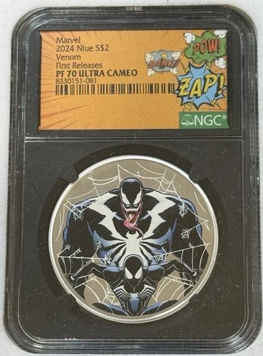 2024 1 Oz Silver NIUE Marvel Venom Spider-Man NGC PF70 Vintage Comic Book Label!
