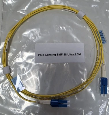 Corning SMF-28 Ultra Fiber Optic Cable 2.5M LC-LC Duplex Singlemode OS2 OFNP - Image 1 of 2