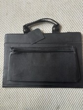 Black Faux Leather Portfolio Briefcase Document Padfolio Organizer with Handles