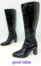 Hobbs Womens Knee Boots UK Size 6.5 Black Patent Leather Heels