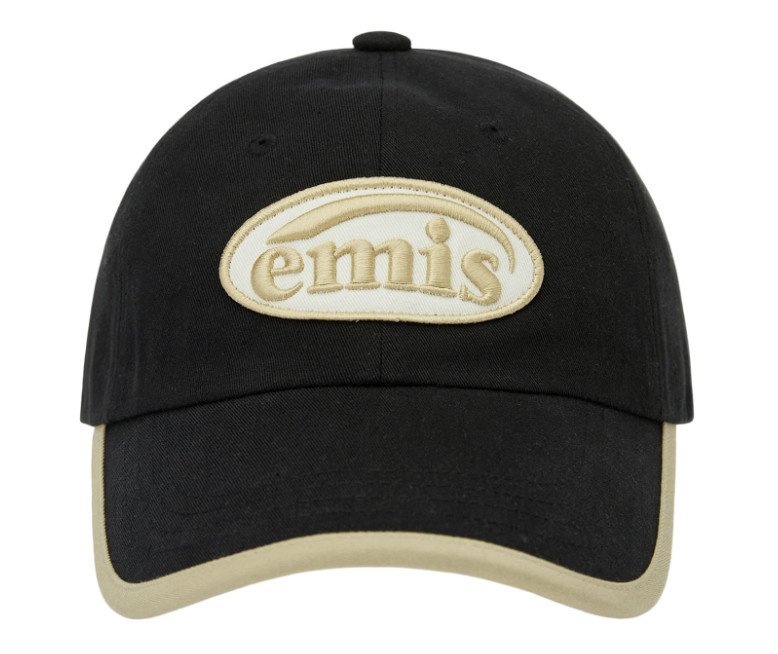 Korean Brand EMIS Beige Trimming Ball Cap Unisex Casual Lifestyle Hat Black