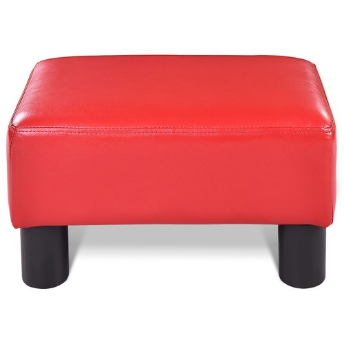 PU Leather Ottoman Rectangular Footrest Small Stool w/ Padded Seat Red - Picture 6 of 9