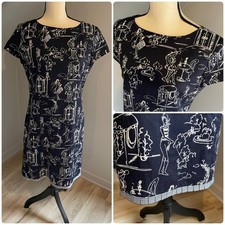 Vntg Talbots Cotton Short Sleeve Dress Size 8 Navy Women In The City Lined 90s