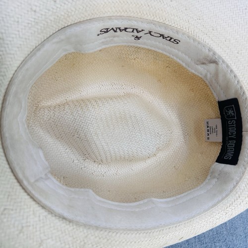 STACY ADAMS - Men’s White Straw Size Large w/ White Band Fedora Hat - Picture 8 of 15