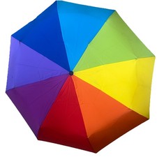 48  Rainbow Umbrella By Totes Extra Large Compact Push Button Open Pride Spring