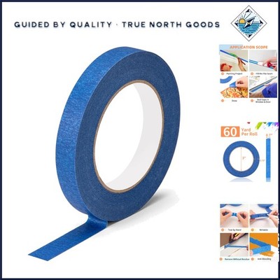 0.7 Inch Wide Blue Tape for Professional Painting, Crafts, and Home Improvement