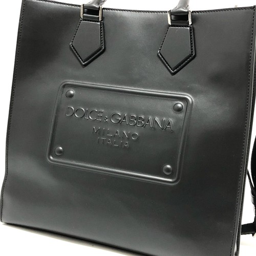 DOLCE&GABBANA Logo embossed Bag 2WAY Hand Bag Shoulder Bag Square Tote Bag - Picture 8 of 16