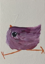 ACEO Original Painting, Bird Impressionism Oil Art, Emmer Plaxe, Animal Abstract