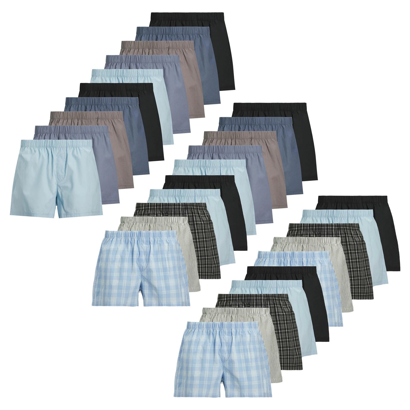 JACK&JONES Men Woven Boxer Briefs 10 Pack - JACMILANO 100percent Cotton