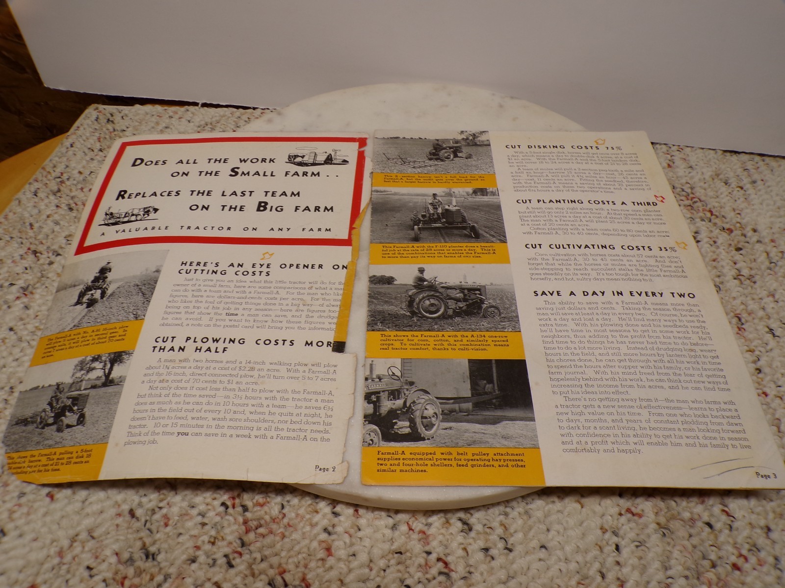 McCormick-Deering Farmall A One-Row Tractor W/Culti-Vision IH Booklet A-433-CC