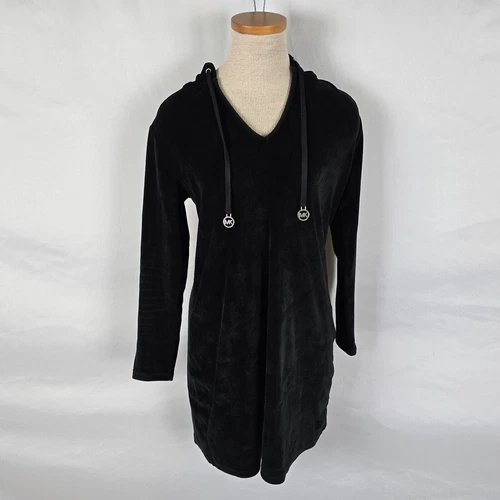 Abito Michael Kors donna S nero velluto con cappuccio coulisse manica lunga