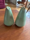 Frankoma Pottery Prairie Green Brown Salt and Pepper Shakers  Set Vintage