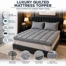 Luxury Mattress Topper 10cm Thick Deep Soft Bed Comfort Layer Single 1100 GSM UK
