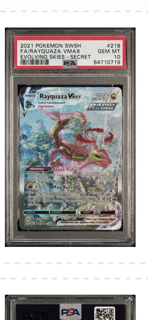 Pokemon 2021 Rayquaza VMAX 218/203 Full Art SR Evolving Skies GEM MINT PSA 10
