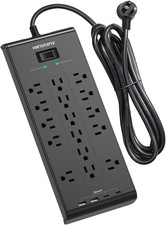 Power Strip 10 Ft, Surge Protector with 16 Outlets 4 USB Ports 2 USB C , Flat P