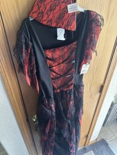 New Girls Vampire Halloween Dress Costume Xl 14-16 Red Black Dress Up free ship