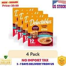 4 pack Delectables Stew Senior 10 Variety Pack Lickable Cat Treats, 12-Pack