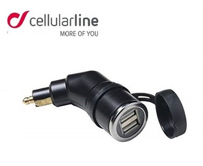 Adapter 12 V Steckverbinder din A Doppelt Griff USB Cellularline Schwarz
