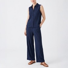 Eileen Fisher NWT Woven Pliss Sleeveless Shirt, 2 Colors, 2XS-3X
