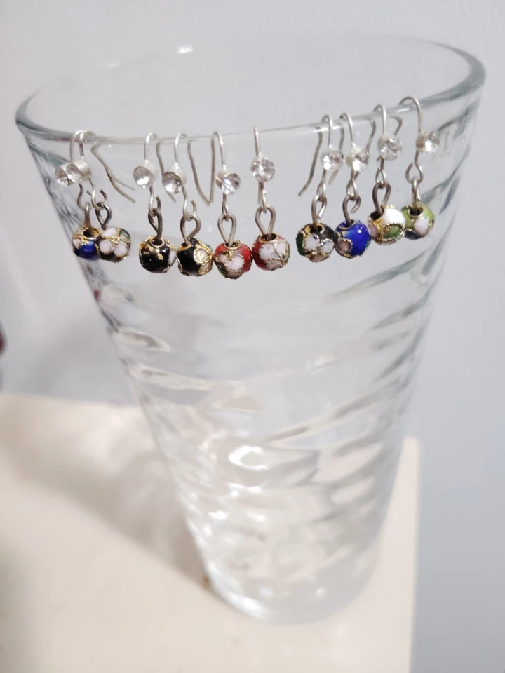 5 pares de cuentas de cloisonné, un tipo de abalorio esmaltado. .  Hay muy lindo Foto 2 de 4