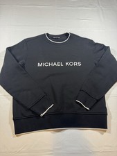 Michael Kors Men's Black Crewneck with Embossed KORS and White Logo